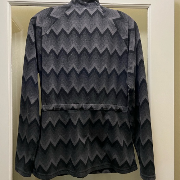 The North Face Jacket Women's Black Gray Terry Fleece Zip Front Tie waist - Picture 3 of 13